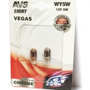 Лампа AVS Vegas CHROME в блистере 12V. WY5W (W2,1x9,5d) "yellow" 2шт.