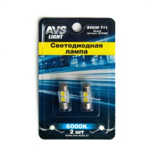 SV039 T11/белый/ (SV8,5) 2SMD 5050, 28 мм, блистер 2 шт.